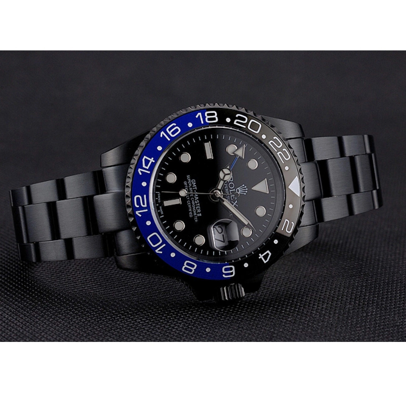 Rolex aaa copy PVD II Dial Bracelet Black GMT Case Black Swiss Master Blue And Bezel Rolex Black And 0622